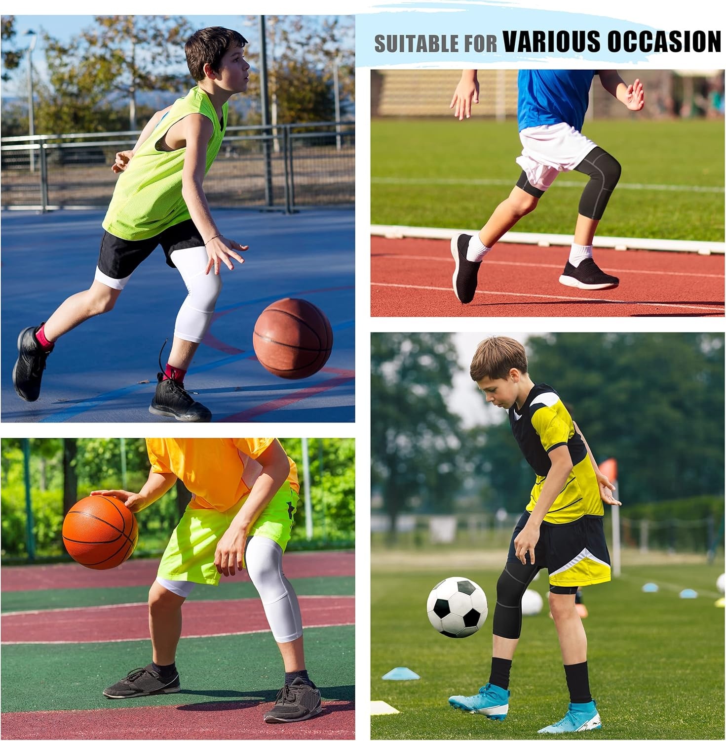 image:imageRunhit 34 One Leg Boys Compression LeggingsAthletic Tights Basketball Compression PantsYouth Boys Base Layer Pants