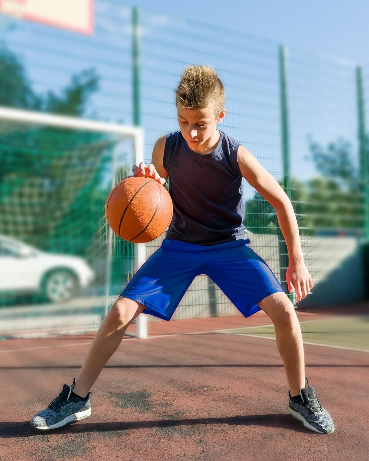 image:imageRunhit Boys Basketball Shorts Mesh Pockets Athletic Soccer Shorts for Youth Kids Running Gym PE Tennis Quick Dry Size 620White