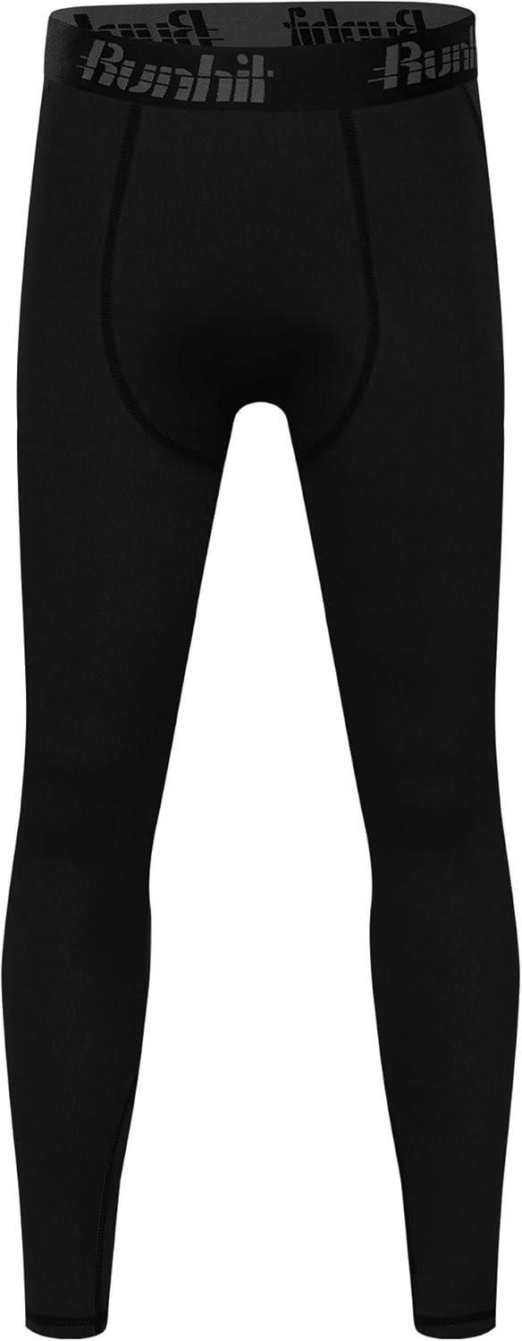 image:imageRunhit Boys Compression LeggingsYouth Athletic Tights Basketball Compression PantsBoys Base Layer Pants Sports Legging2pack Blackblackno Pocket