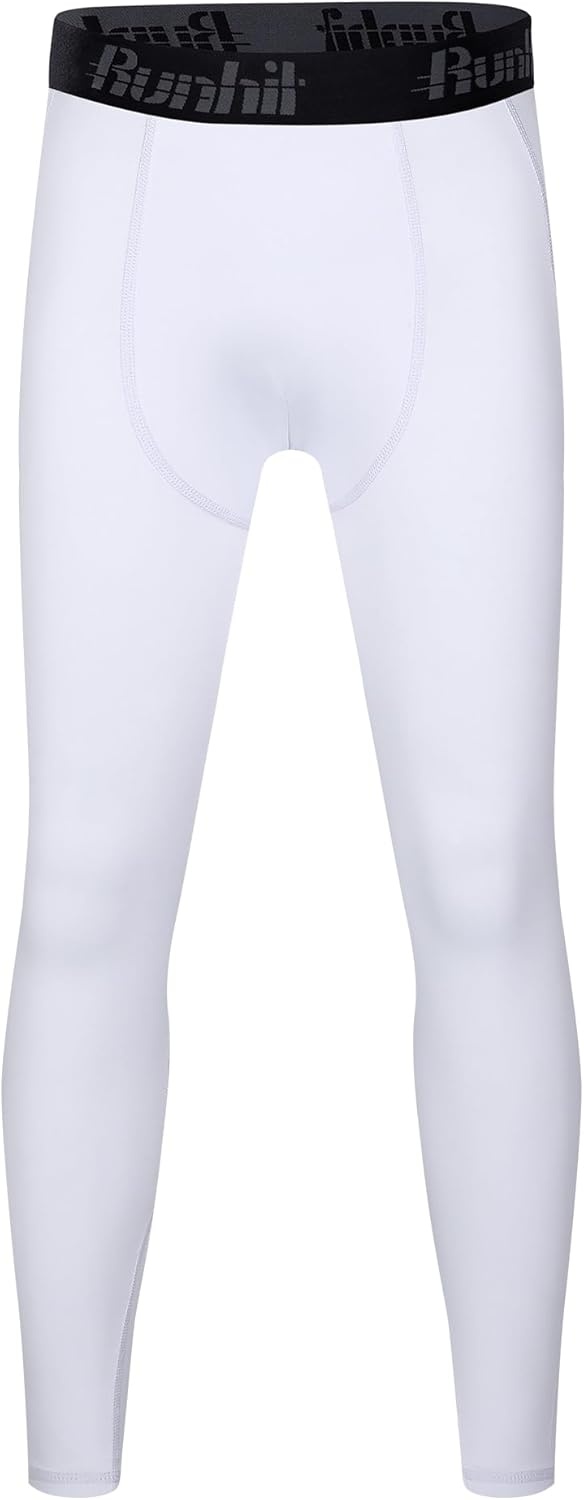 image:imageRunhit Boys Compression LeggingsYouth Athletic Tights Basketball Compression PantsBoys Base Layer Pants Sports Legging2pack Blackwhiteno Pocket