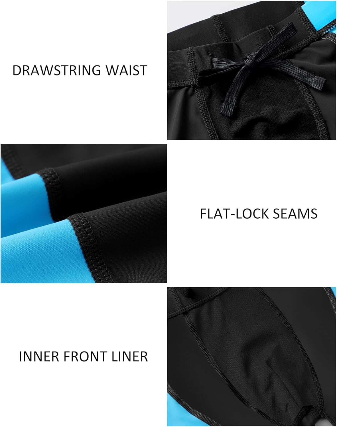 image:imageRunhit Boys Swim Jammers Square Leg Youth Competitive Swim Racing Team Swimsuits Athletic Quick Dry Swimming Shorts UPF 50Black Splicing Blue
