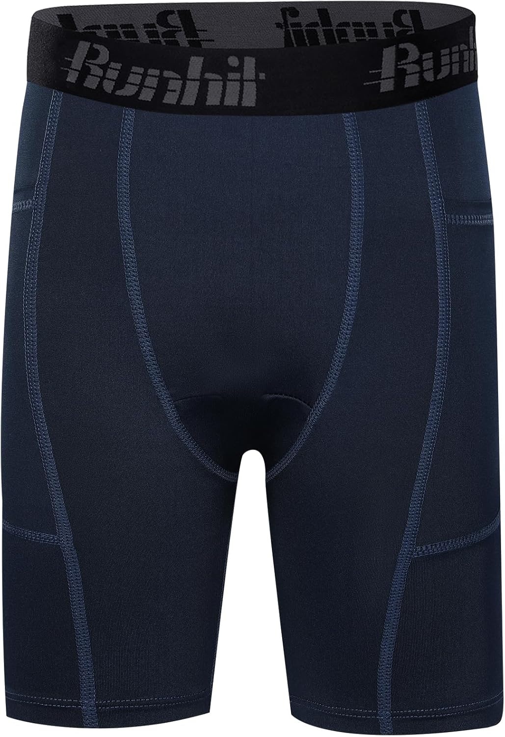 image:imageRunhit Youth Boys Compression ShortsBoys Performance Athletic Base Layers Underwear Sports Shorts Side Pocket3 Packblackwhitenavy Blue