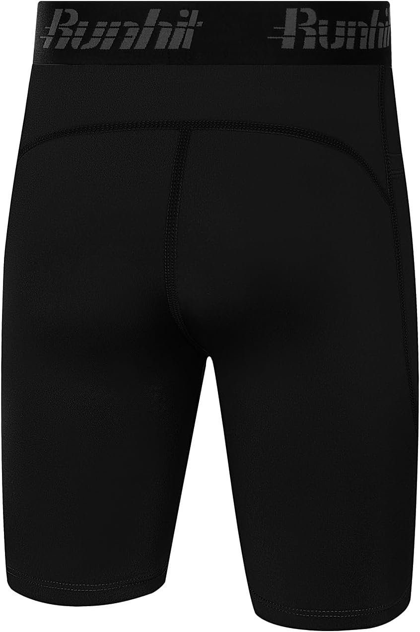 image:imageRunhit Youth Boys Compression ShortsBoys Performance Athletic Base Layers Underwear Sports Shorts Side PocketBlack