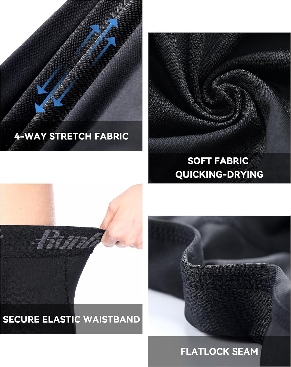 image:imageRunhit Youth Boys Compression ShortsBoys Performance Athletic Base Layers Underwear Sports Shorts3pack Blackblackblack