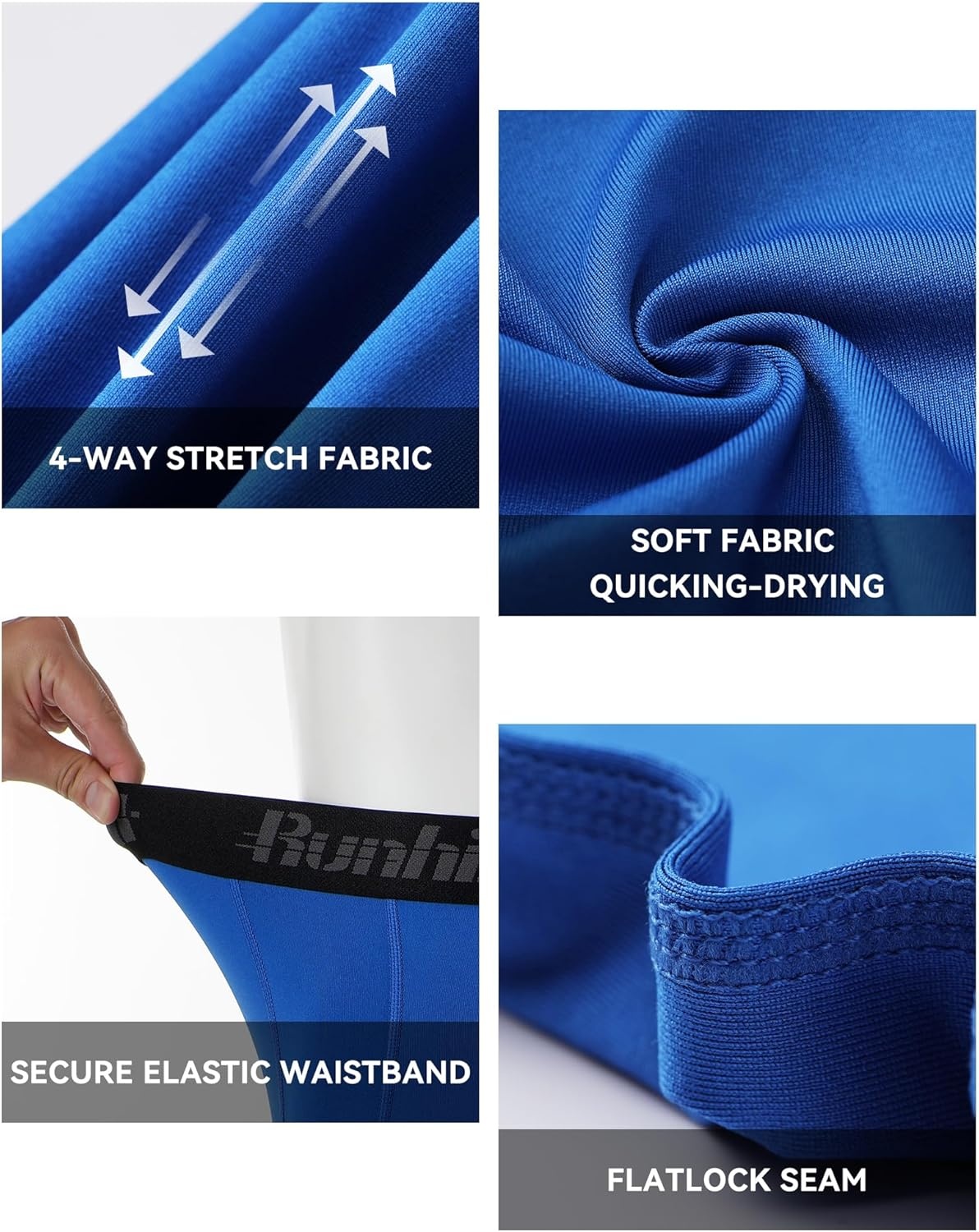 image:imageRunhit Youth Boys Compression ShortsBoys Performance Athletic Base Layers Underwear Sports Shorts3pack Blackwhiteblue