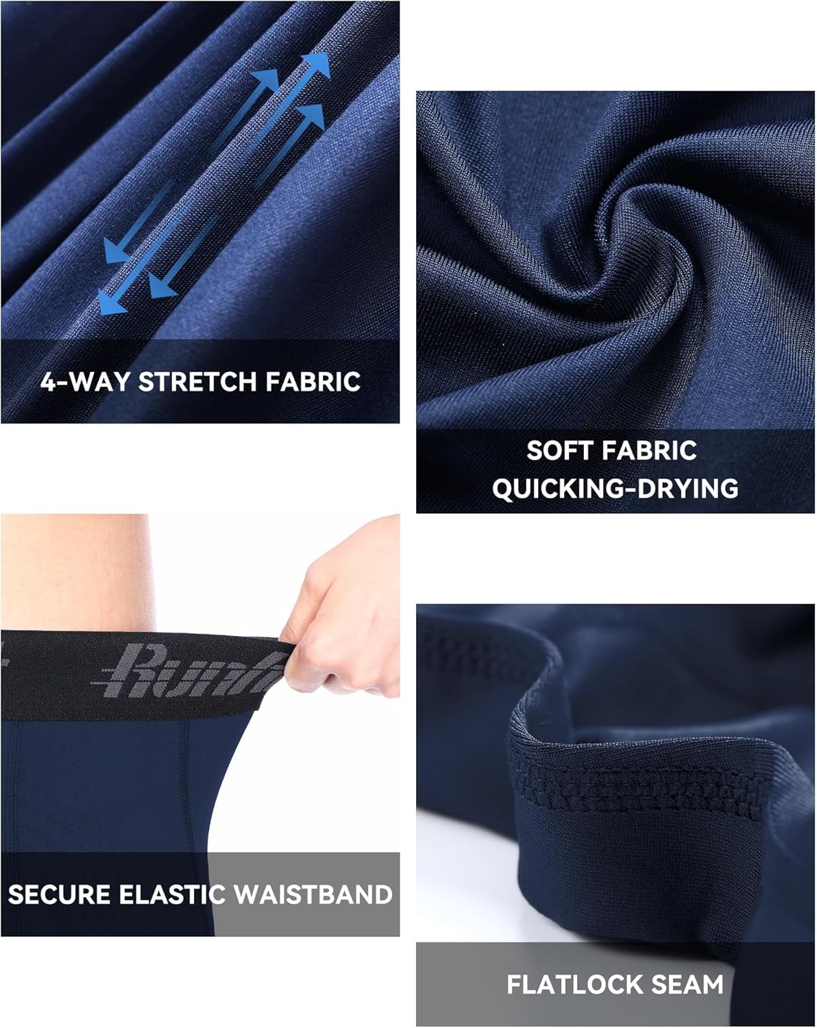 image:imageRunhit Youth Boys Compression ShortsBoys Performance Athletic Base Layers Underwear Sports Shorts3pack Blackwhitenavy Blue
