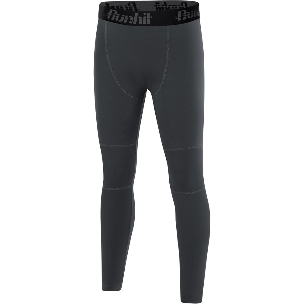 image:imageRunhit Boys Compression Leggings Fleece Lined Youth Sports Tights Kids Thermal Base Layer Pants Cold Weather Gear1pack Dark Gray