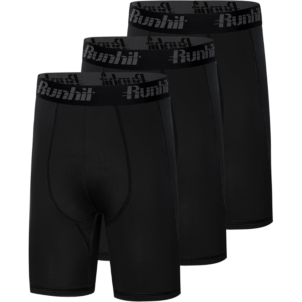 image:imageRunhit Youth Boys Compression ShortsBoys Performance Athletic Base Layers Underwear Sports Shorts3pack Blackblackblack
