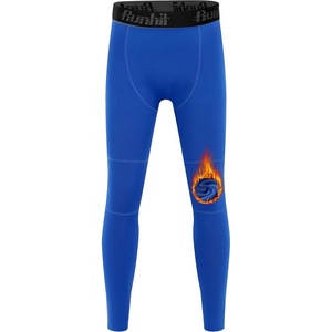 image:imageRunhit Boys Compression Leggings Fleece Lined  Youth Sports Tights Kids Thermal Base Layer Pants Cold Weather Gear1pack Blue