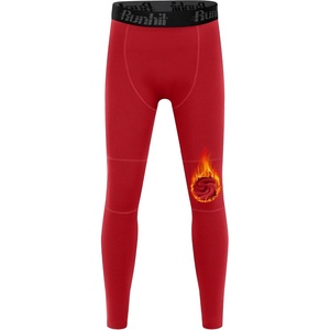 image:imageRunhit Boys Compression Leggings Fleece Lined  Youth Sports Tights Kids Thermal Base Layer Pants Cold Weather Gear1pack Red