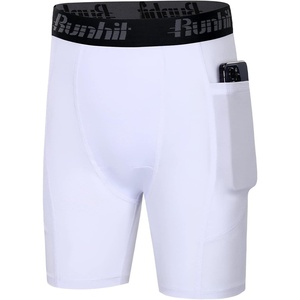 image:imageRunhit Youth Boys Compression ShortsBoys Performance Athletic Base Layers Underwear Sports Shorts Side PocketWhite
