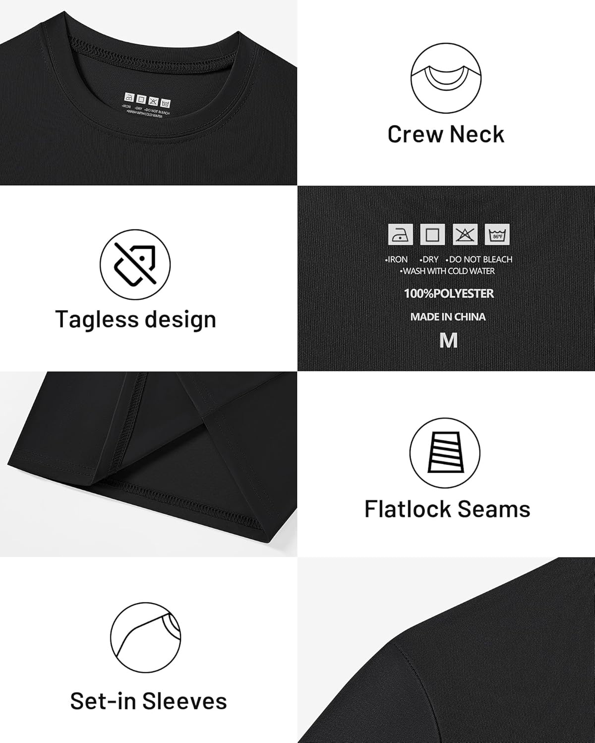 image:imageRunhit Boys and Girls Long Sleeve Athletic Shirts Kids UPF 50 Rash Guard Shirts with Moisture WickingBlack