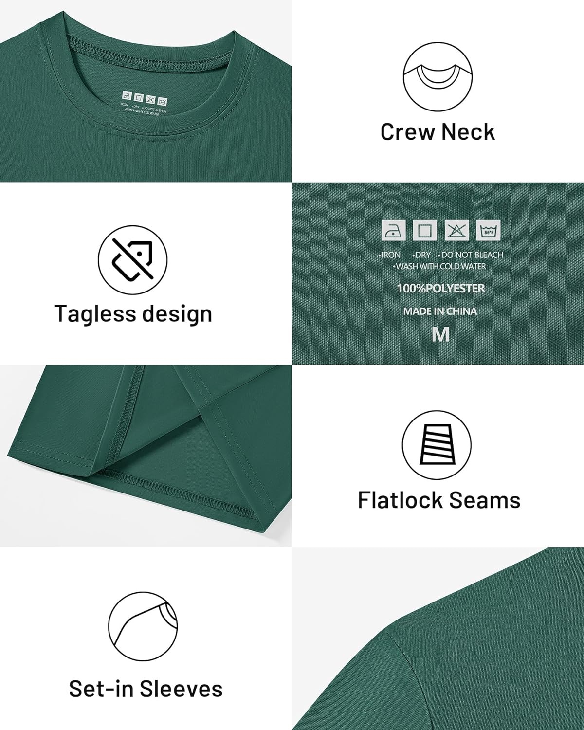image:imageRunhit Boys and Girls Long Sleeve Athletic Shirts Kids UPF 50 Rash Guard Shirts with Moisture WickingDark Green