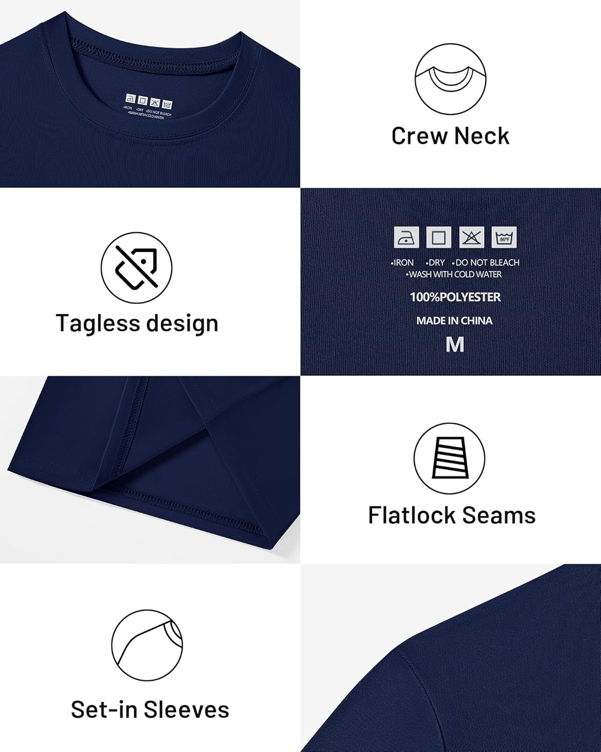 image:imageRunhit Boys and Girls Long Sleeve Athletic Shirts Kids UPF 50 Rash Guard Shirts with Moisture WickingDark Navy Blue