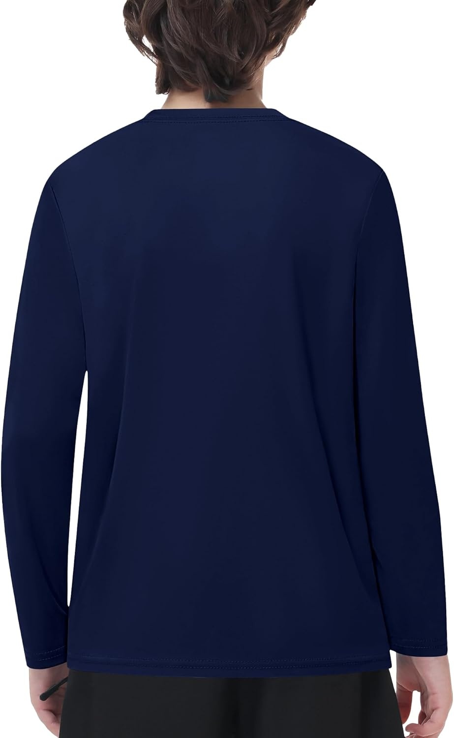 image:imageRunhit Boys and Girls Long Sleeve Athletic Shirts Kids UPF 50 Rash Guard Shirts with Moisture WickingDark Navy Blue