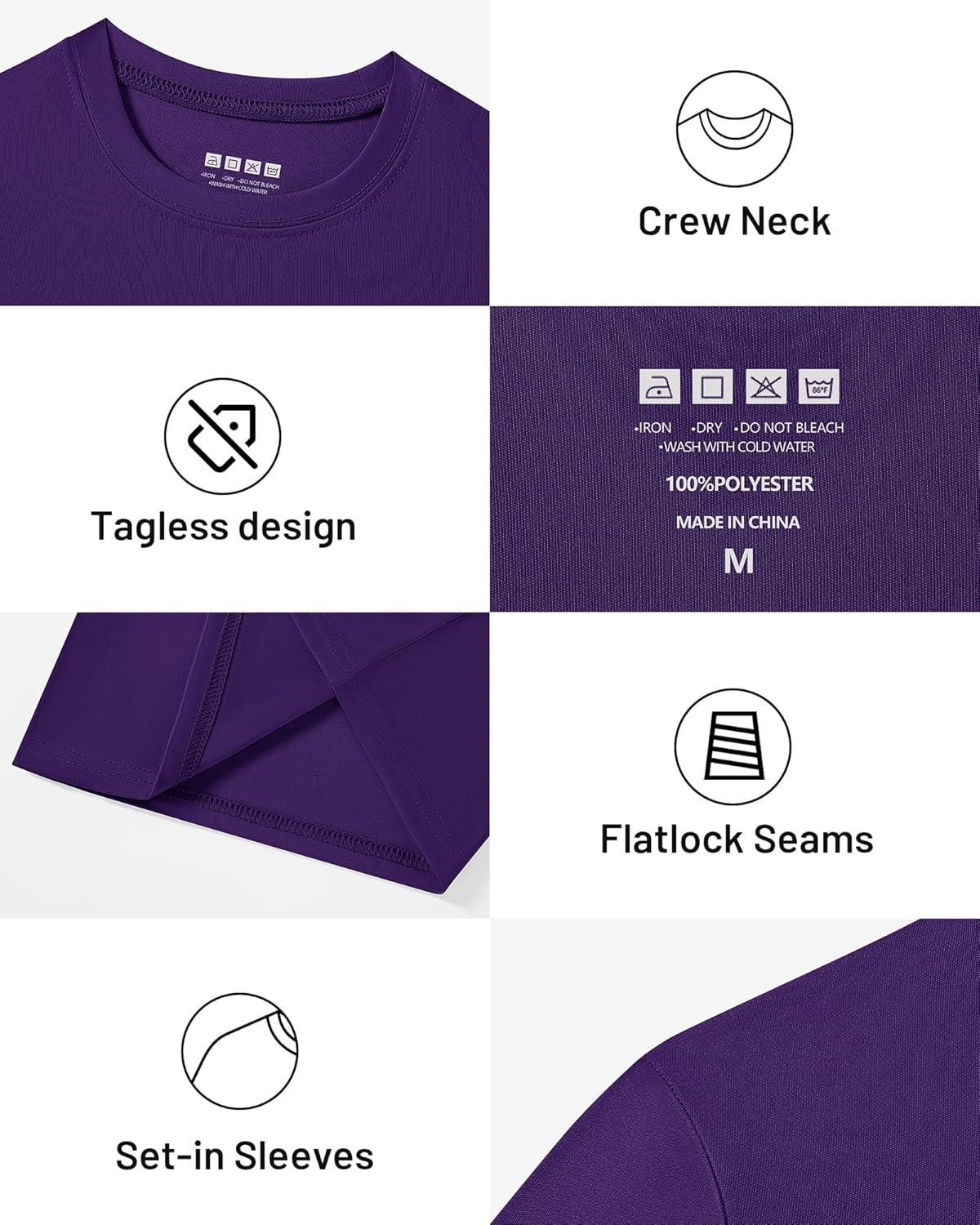 image:imageRunhit Boys and Girls Long Sleeve Athletic Shirts Kids UPF 50 Rash Guard Shirts with Moisture WickingDark Purple