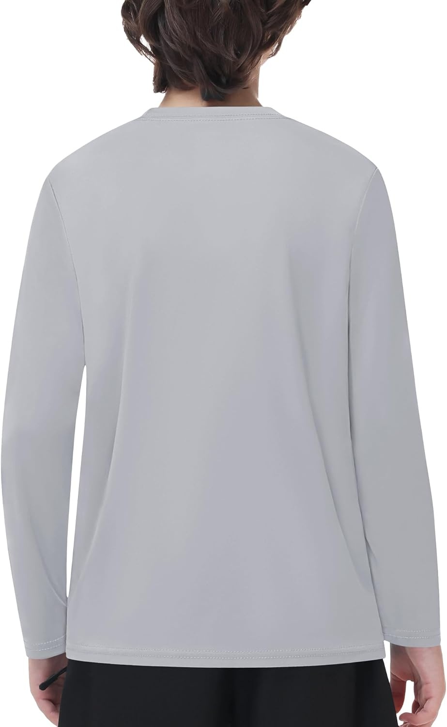 image:imageRunhit Boys and Girls Long Sleeve Athletic Shirts Kids UPF 50 Rash Guard Shirts with Moisture WickingLight Gray