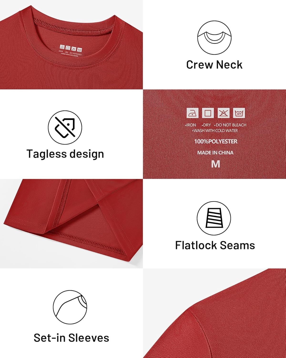 image:imageRunhit Boys and Girls Long Sleeve Athletic Shirts Kids UPF 50 Rash Guard Shirts with Moisture WickingRed