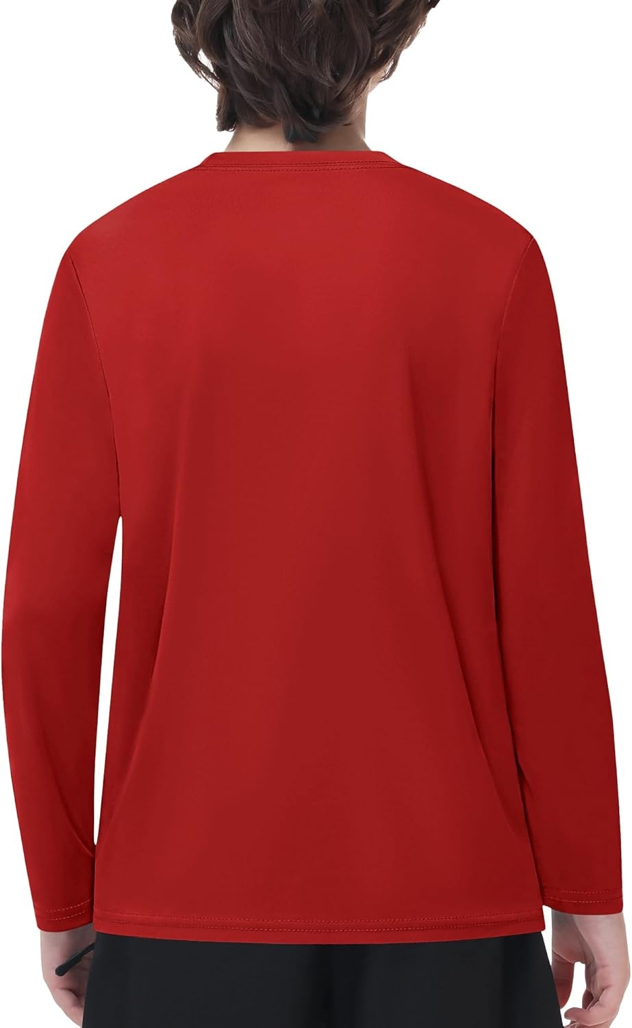 image:imageRunhit Boys and Girls Long Sleeve Athletic Shirts Kids UPF 50 Rash Guard Shirts with Moisture WickingRed