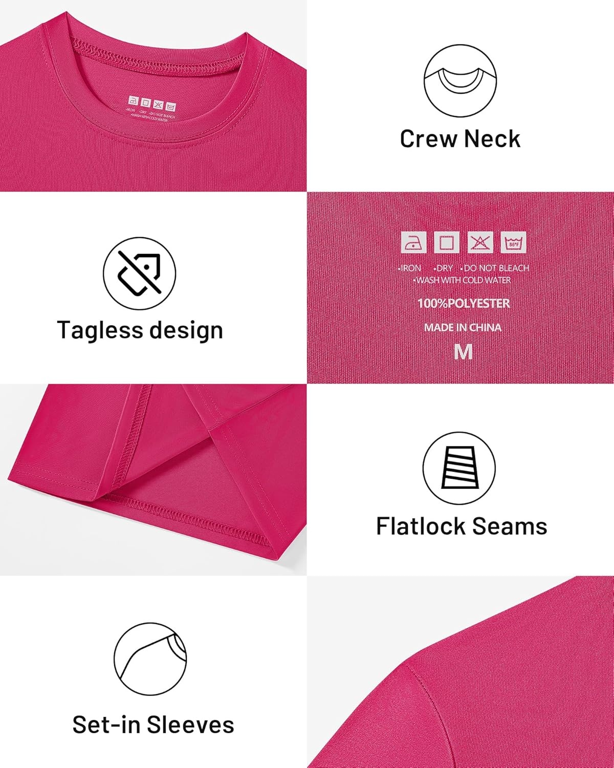 image:imageRunhit Boys and Girls Long Sleeve Athletic Shirts Kids UPF 50 Rash Guard Shirts with Moisture WickingRose Red