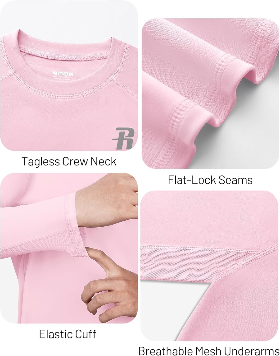 image:imageRunhit UPF 50 Boys Swim Shirt Rash Guard for Boys Long Sleeve Youth Kids UV Sun Protection Shirt for Beach Surf HikingPink
