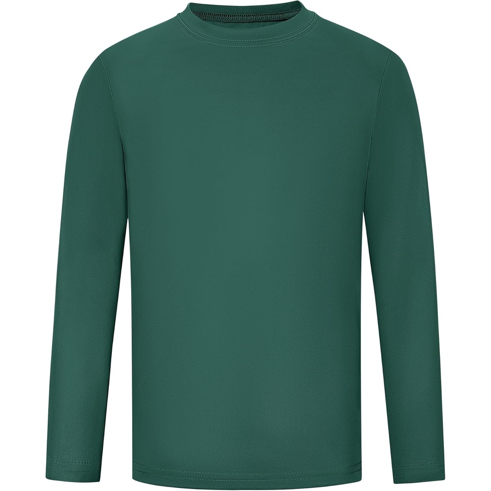 image:imageRunhit Boys and Girls Long Sleeve Athletic Shirts Kids UPF 50 Rash Guard Shirts with Moisture WickingDark Green