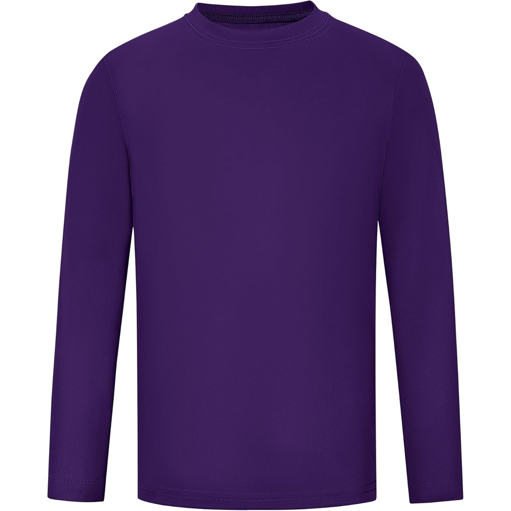 image:imageRunhit Boys and Girls Long Sleeve Athletic Shirts Kids UPF 50 Rash Guard Shirts with Moisture WickingDark Purple