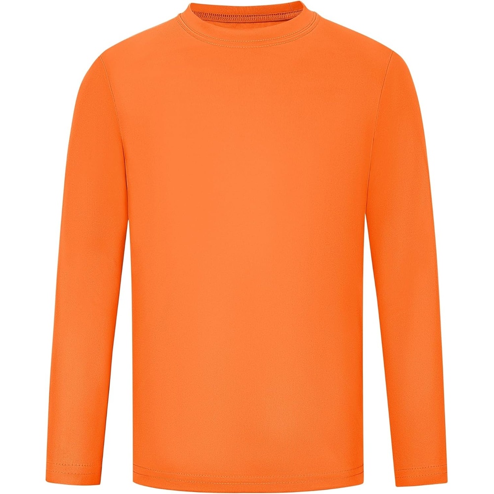 image:imageRunhit Boys and Girls Long Sleeve Athletic Shirts Kids UPF 50 Rash Guard Shirts with Moisture WickingOrange