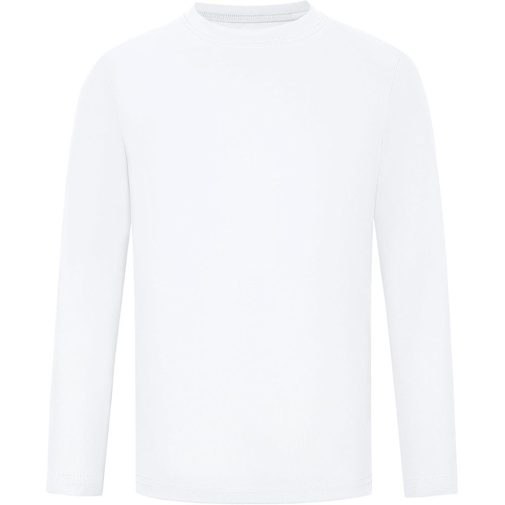 image:imageRunhit Boys and Girls Long Sleeve Athletic Shirts Kids UPF 50 Rash Guard Shirts with Moisture WickingWhite