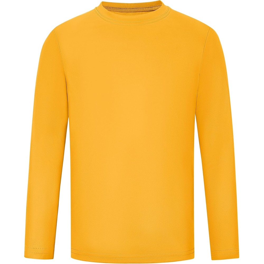 image:imageRunhit Boys and Girls Long Sleeve Athletic Shirts Kids UPF 50 Rash Guard Shirts with Moisture WickingYellow