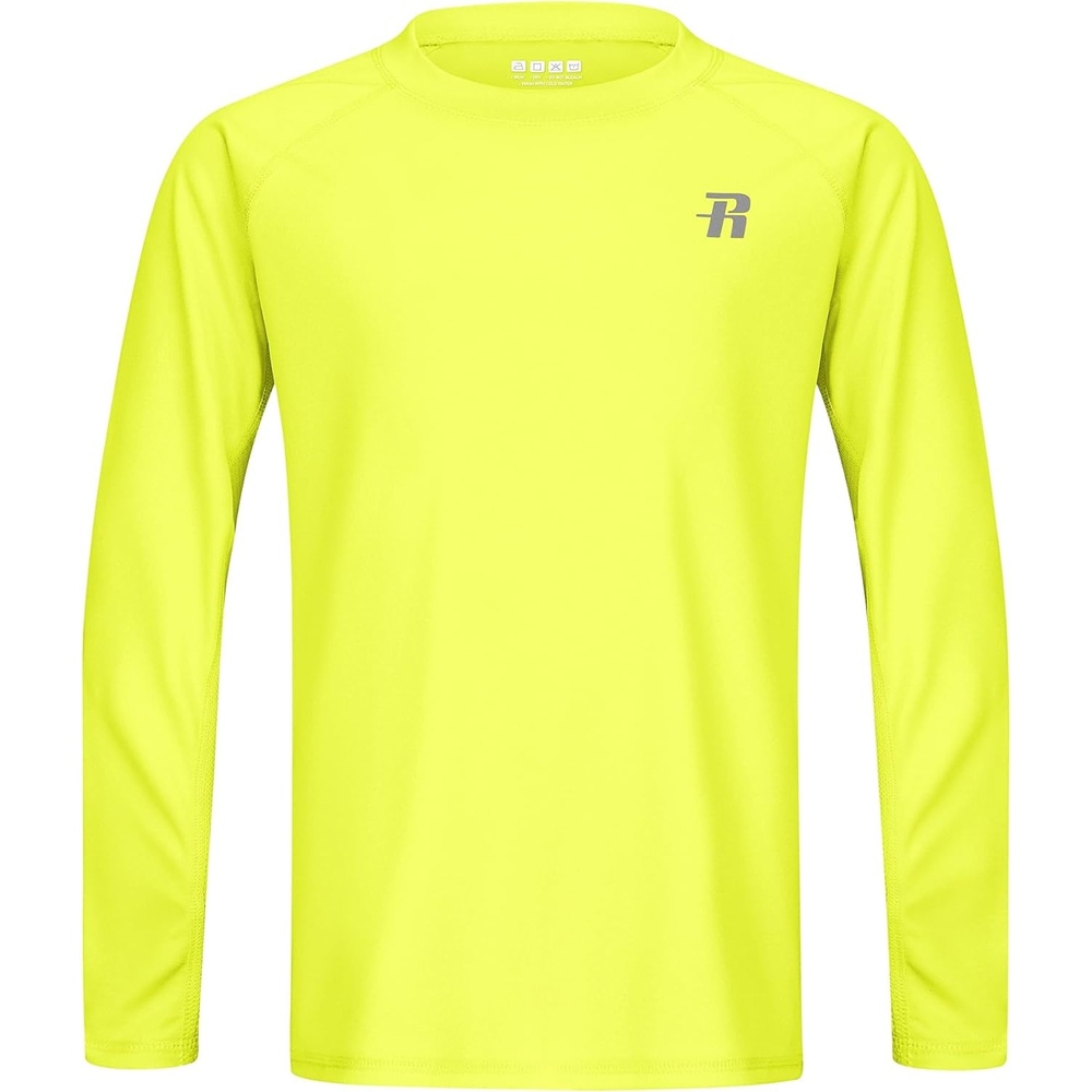 image:imageRunhit UPF 50 Boys Swim Shirt Rash Guard for Boys Long Sleeve Youth Kids UV Sun Protection Shirt for Beach Surf HikingLight Yellow