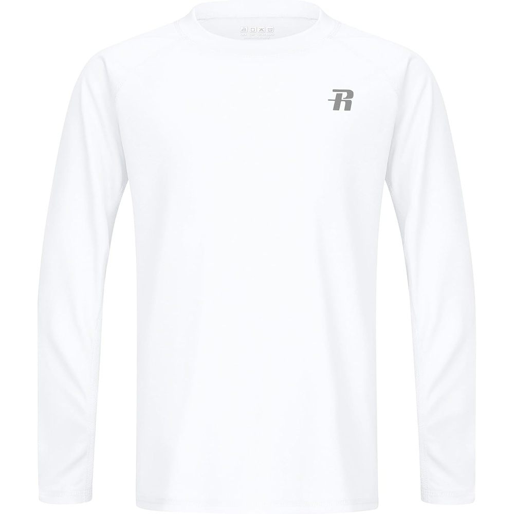image:imageRunhit UPF 50 Boys Swim Shirt Rash Guard for Boys Long Sleeve Youth Kids UV Sun Protection Shirt for Beach Surf HikingWhite