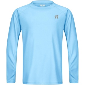 image:imageRunhit UPF 50 Boys Swim Shirt Rash Guard for Boys Long Sleeve Youth Kids UV Sun Protection Shirt for Beach Surf HikingLight Blue