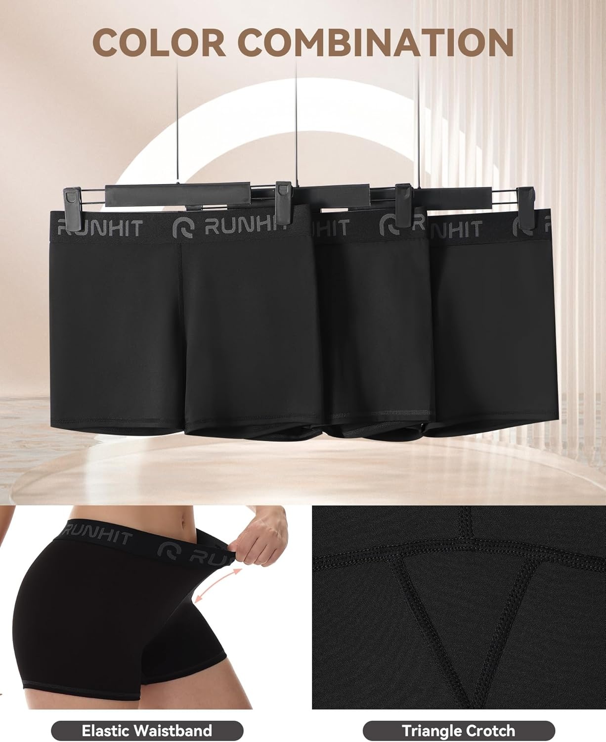 image:imageRunhit 3 Volleyball Shorts Womens 3 Pack Compression Shorts for Women Spandex Shorts Women Workout Athletic Yoga GymNo Pockets BlackBlackBlack 3pack