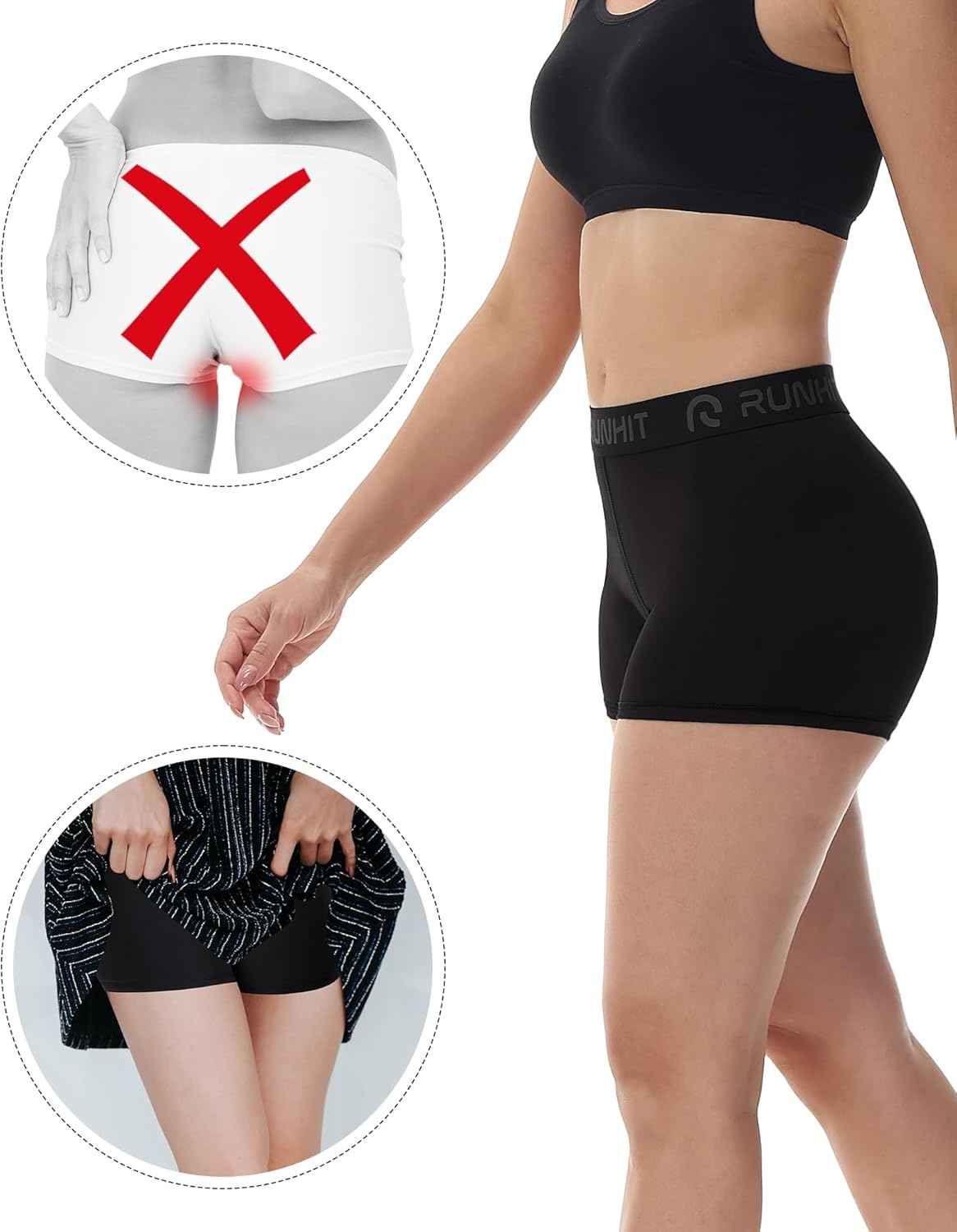 image:imageRunhit 3 Volleyball Shorts Womens 3 Pack Compression Shorts for Women Spandex Shorts Women Workout Athletic Yoga GymNo Pockets BlackBlackBlack 3pack