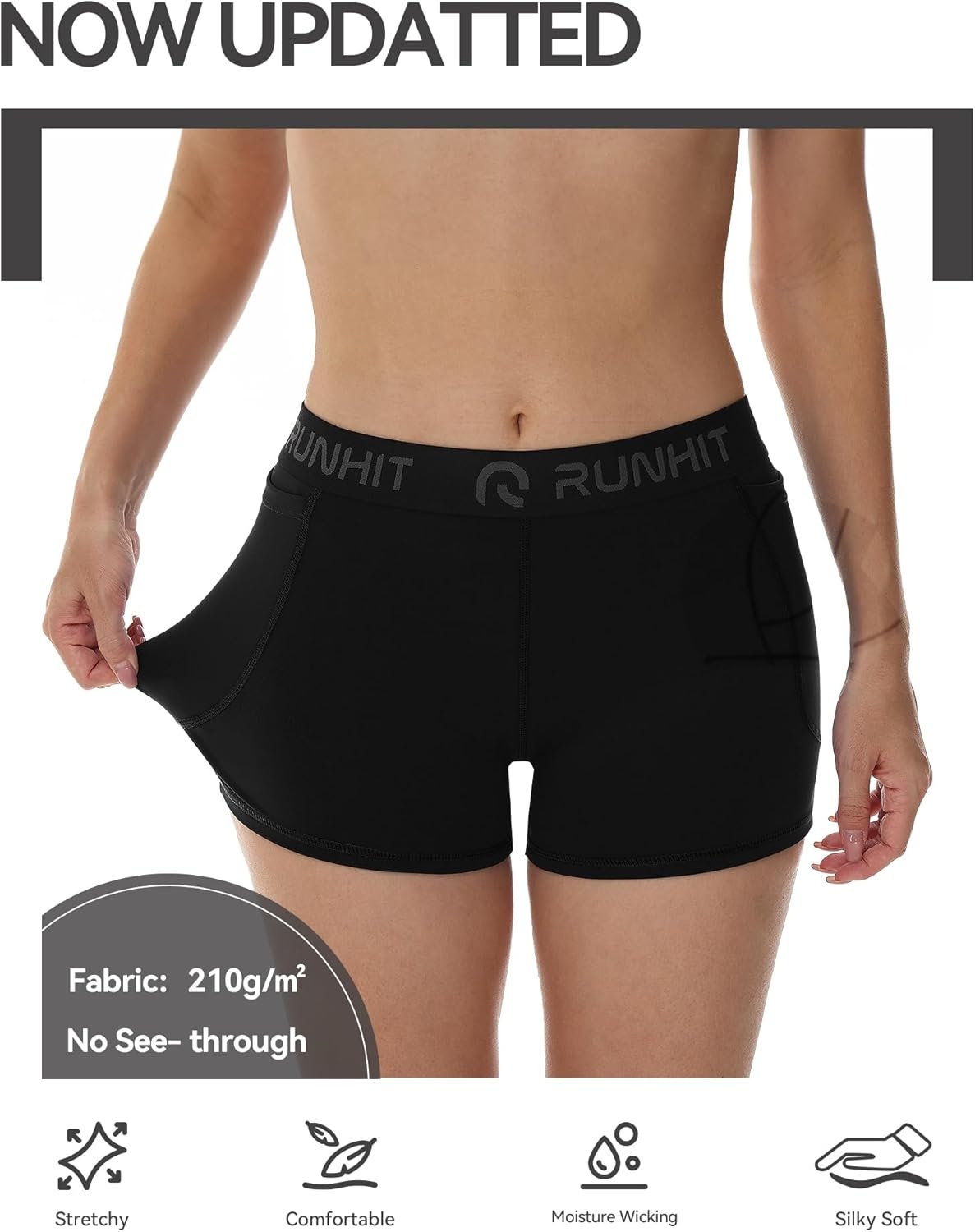 image:imageRunhit 3 Volleyball Shorts Womens 3 Pack Compression Shorts for Women Spandex Shorts Women Workout Athletic Yoga GymPockets BlackBlackBlack 3pack