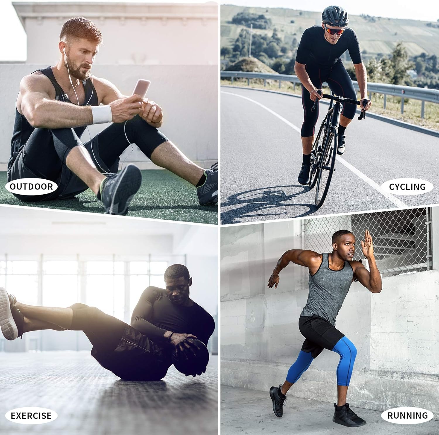 image:imageRunhit 34 Mens Compression Pants with PocketsWorkout Athletic Tights Leggings Athletic Base Layer Underwear2 Pack 34 Pants Pocket Black 1