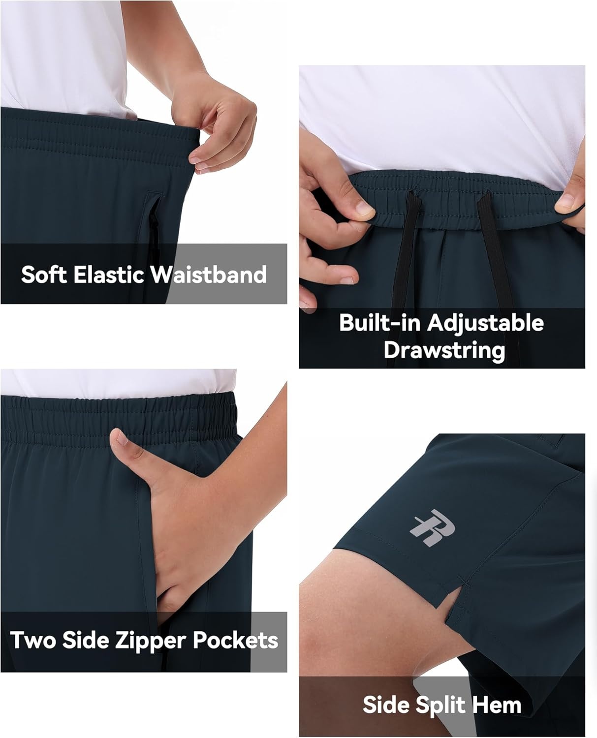 image:imageRunhit Boys Athletic Shorts Quick Dry Running Shorts for Youth Kids Lightweight Basketball Soccer Gym Shorts Zipper PocketsCold Gray