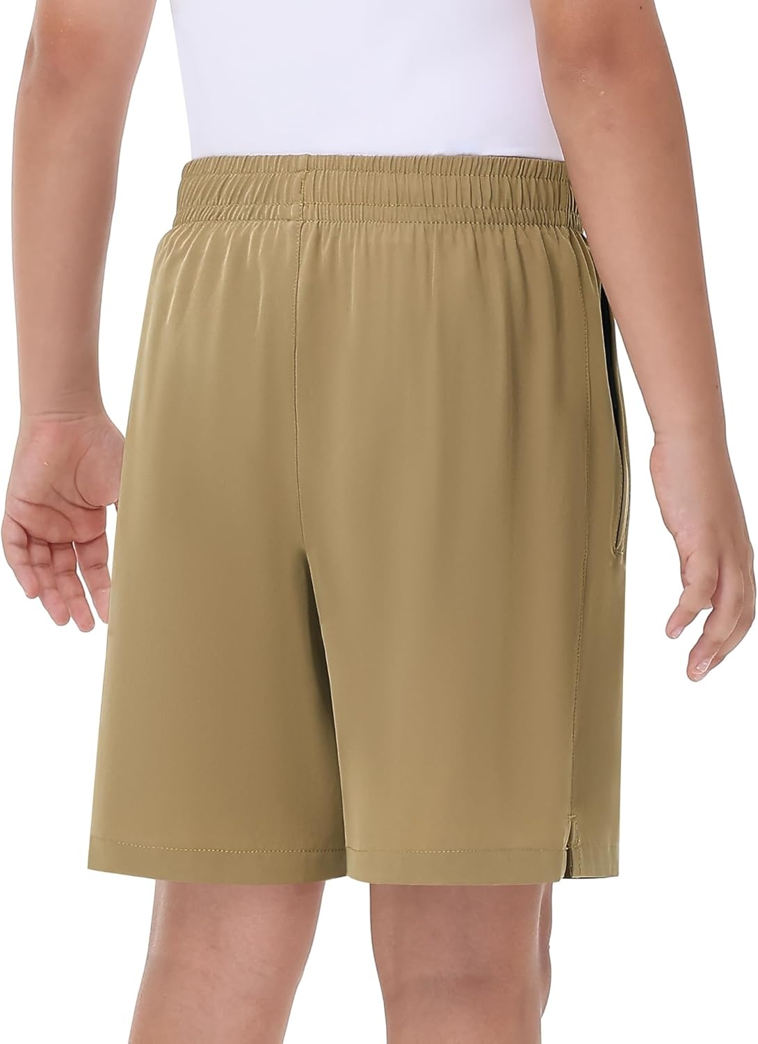 image:imageRunhit Boys Athletic Shorts Quick Dry Running Shorts for Youth Kids Lightweight Basketball Soccer Gym Shorts Zipper PocketsKhaki