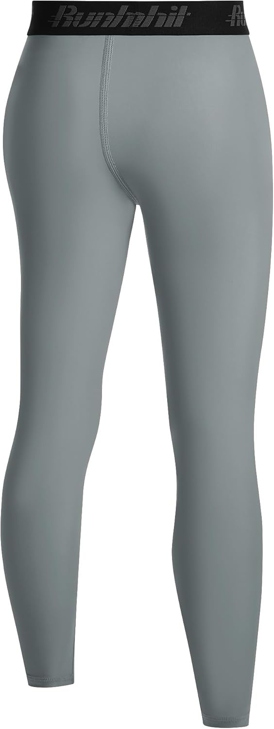 image:imageRunhit Boys BJJ Compression Pants Youth Jiu Jitsu No Gi Spats Kids Leggings Athletic Base Layer for Training MMA WrestlingGrey