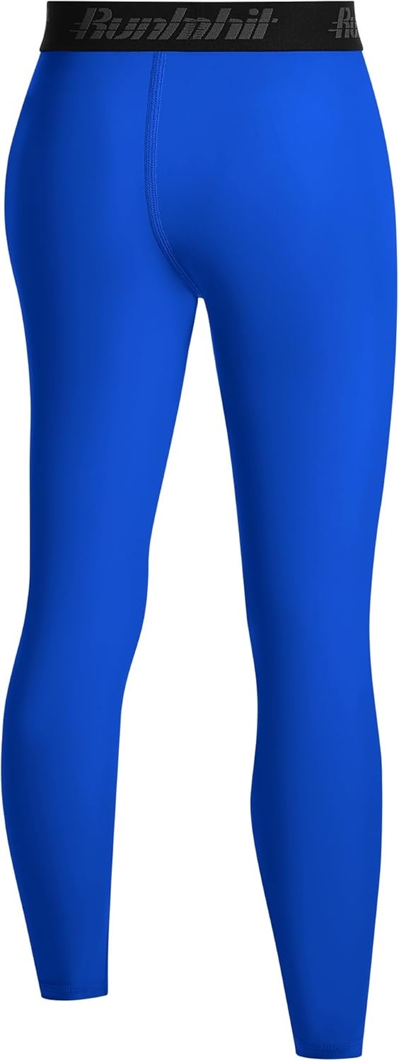 image:imageRunhit Boys BJJ Compression Pants Youth Jiu Jitsu No Gi Spats Kids Leggings Athletic Base Layer for Training MMA WrestlingRoyal Blue