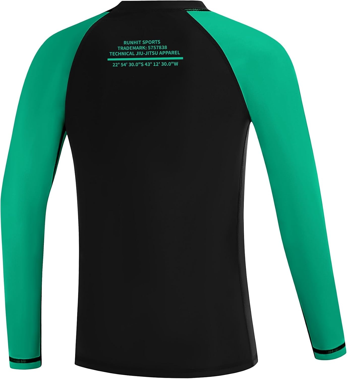 image:imageRunhit Boys BJJ Rash Guard Long Sleeve Kids Jiu Jitsu No Gi Youth Compression Shirts for Training MMA Wrestling Boxing UPF50Black With Green