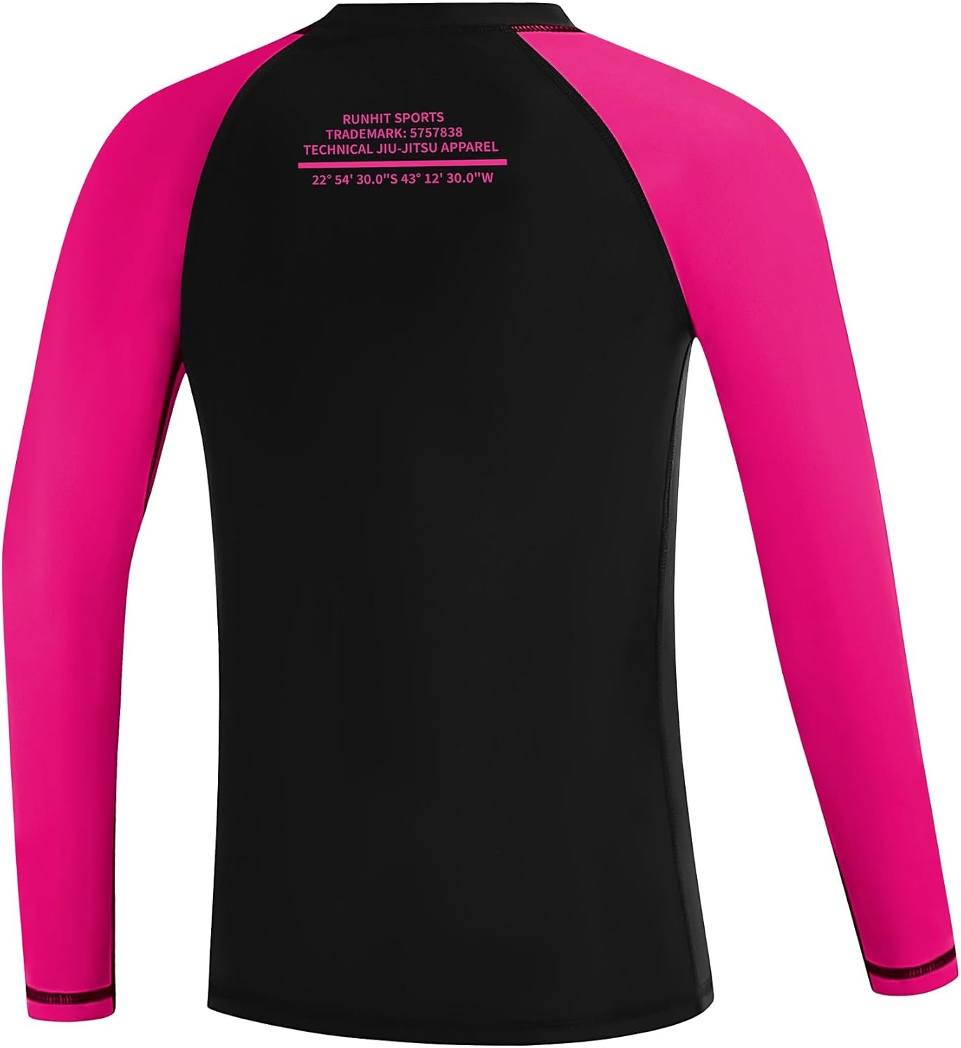 image:imageRunhit Boys BJJ Rash Guard Long Sleeve Kids Jiu Jitsu No Gi Youth Compression Shirts for Training MMA Wrestling Boxing UPF50Black With Hot Pink