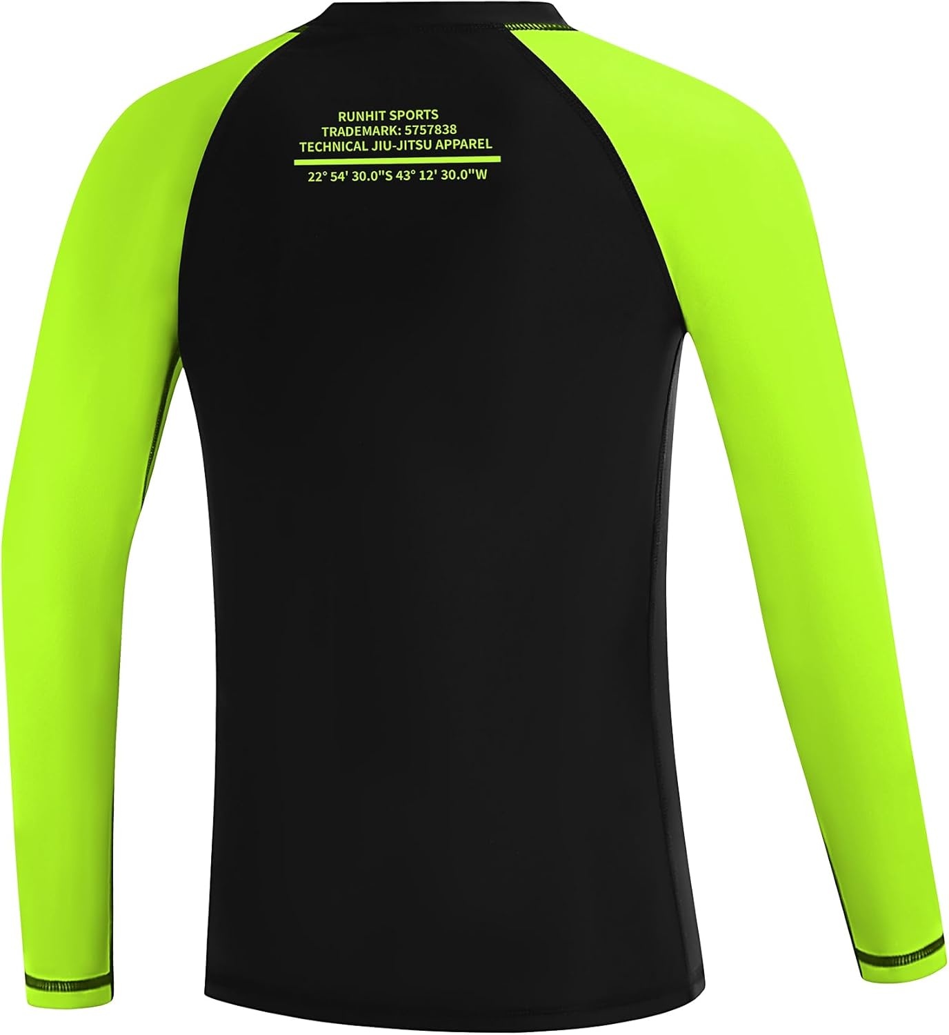 image:imageRunhit Boys BJJ Rash Guard Long Sleeve Kids Jiu Jitsu No Gi Youth Compression Shirts for Training MMA Wrestling Boxing UPF50Black With Neon Green