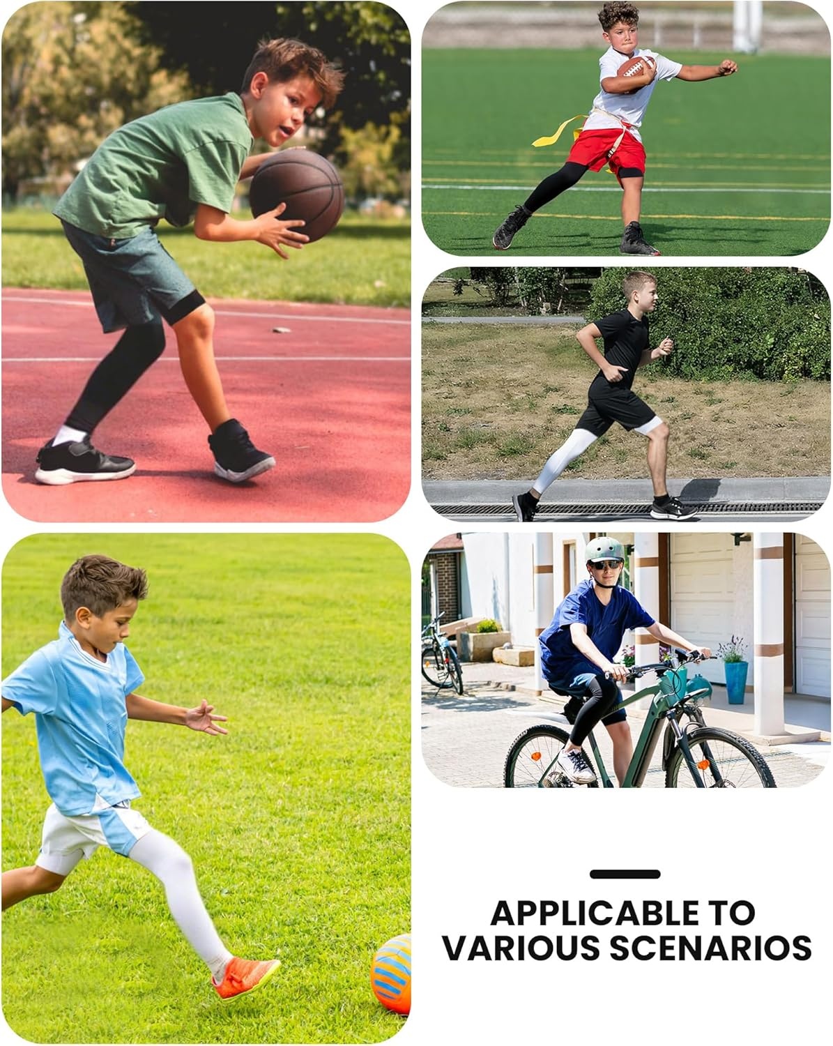 image:imageRunhit Boys Basketball One Leg Compression Tights Full Length Single Leg Compression Pants Sports Base Layer UnderwearRight Long White