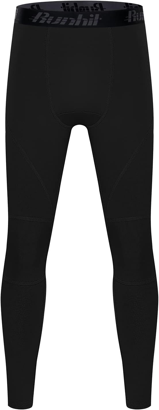 image:imageRunhit Boys Compression Leggings Youth Athletic Tights Basketball Compression Pants Boys Base Layer Pants Sports LeggingBlack Black Line