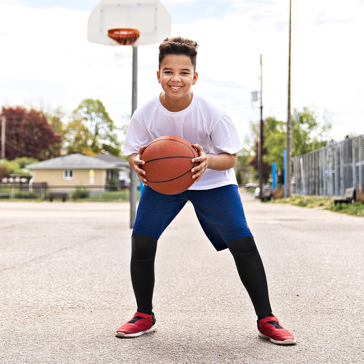image:imageRunhit Boys Compression Leggings Youth Athletic Tights Basketball Compression Pants Boys Base Layer Pants Sports LeggingBlack Black Line