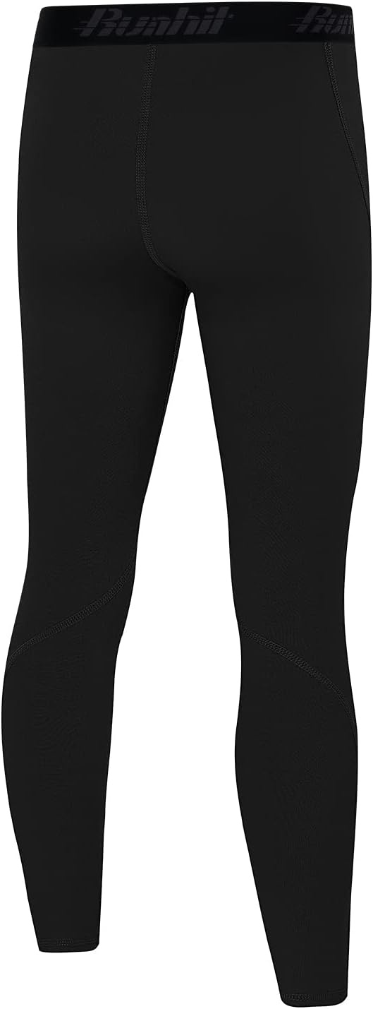image:imageRunhit Boys Compression Leggings Youth Athletic Tights Basketball Compression Pants Boys Base Layer Pants Sports LeggingBlack Black Line