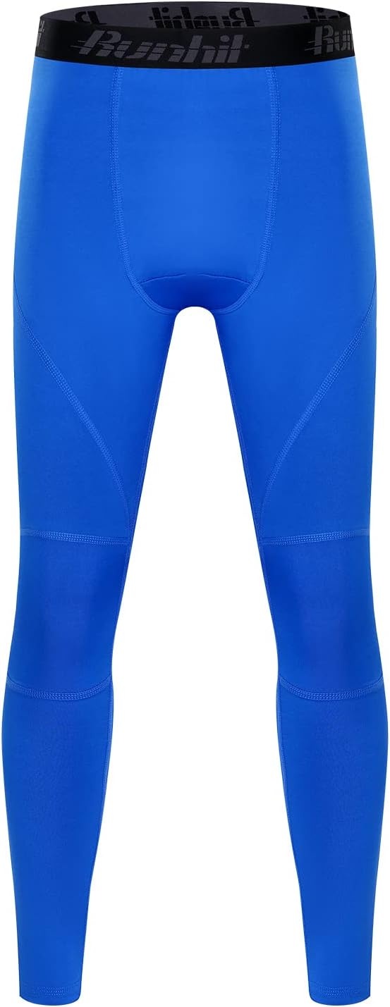 image:imageRunhit Boys Compression Leggings Youth Athletic Tights Basketball Compression Pants Boys Base Layer Pants Sports LeggingBlue