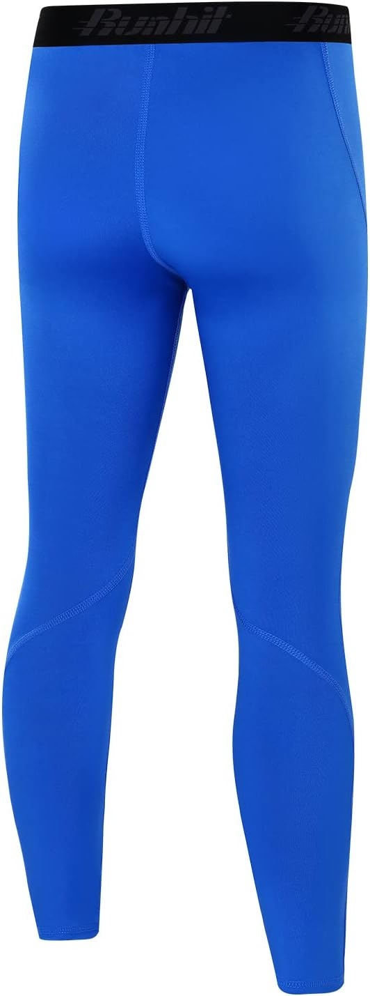 image:imageRunhit Boys Compression Leggings Youth Athletic Tights Basketball Compression Pants Boys Base Layer Pants Sports LeggingBlue